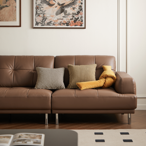 Linspire Vertex 4-Seater Leather Sofa, Brown, 301x102x85cm