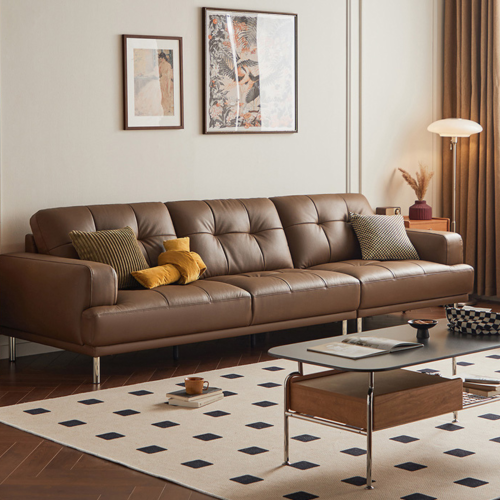 Linspire Vertex 4-Seater Leather Sofa, Brown, 301x102x85cm