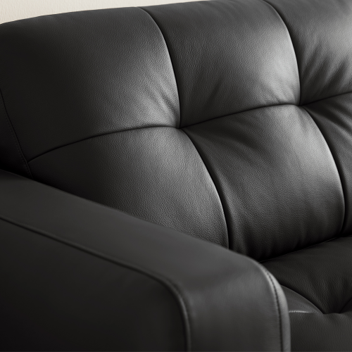 Linspire Vertex 4-Seater Leather Sofa, Black, 266x102x85cm