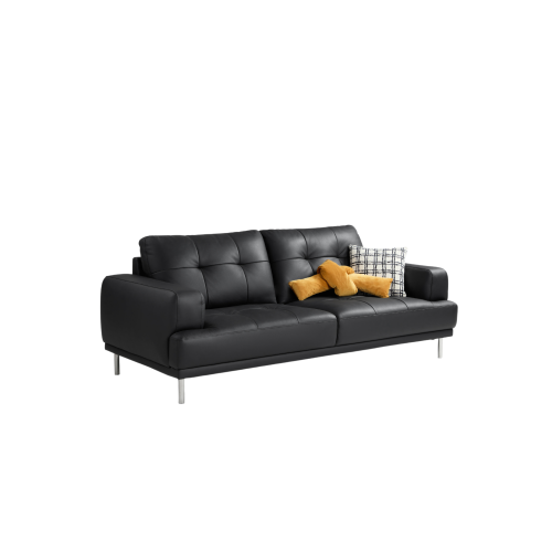 Linspire Vertex 3-Seater Leather Sofa, Black