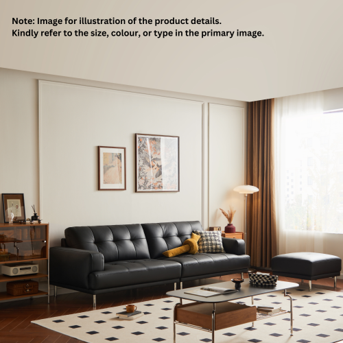 Linspire Vertex 3-Seater Leather Sofa, Black