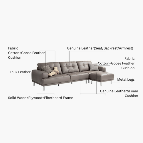 Linspire Vertex 4-Seater Leather Sofa with Ottoman, Black, 301x167x85cm