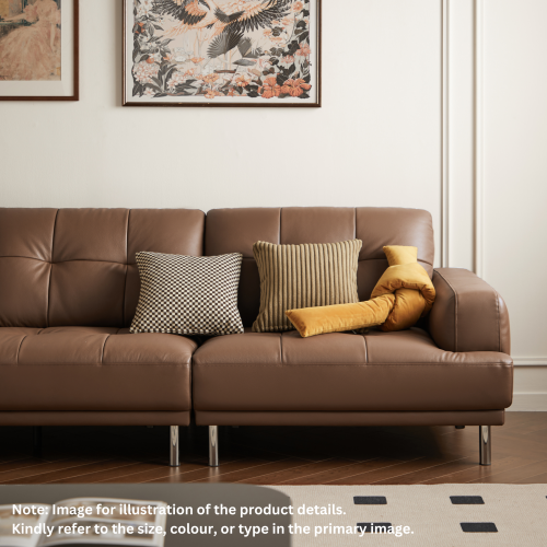 Linspire Vertex 4-Seater Leather Sofa with Ottoman, Brown, 266x167x85cm