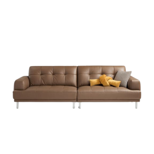 Linspire Vertex 4-Seater Leather Sofa, Brown, 266x102x85cm