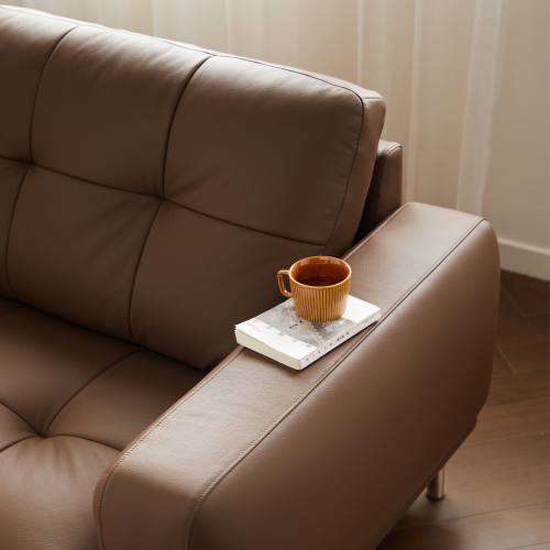 Linspire Vertex 4-Seater Leather Sofa, Brown, 266x102x85cm