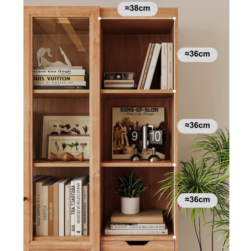 Linspire Prism 2 Plastic/Panel Door Bookcase with 2 Drawers, Natural