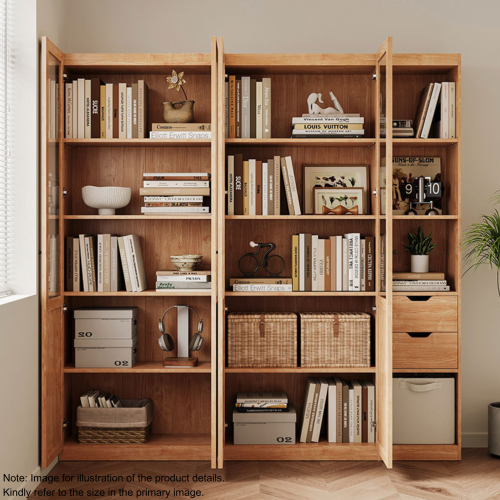 Linspire Prism 2 Plastic/Panel Door Bookcase with 2 Drawers, Natural