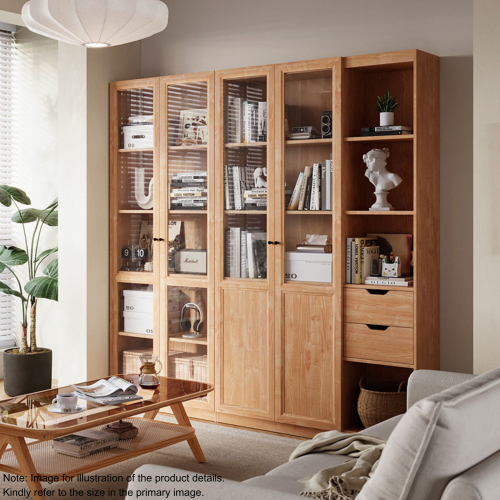 Linspire Prism 2 Plastic/Panel Door Bookcase with 2 Drawers, Natural