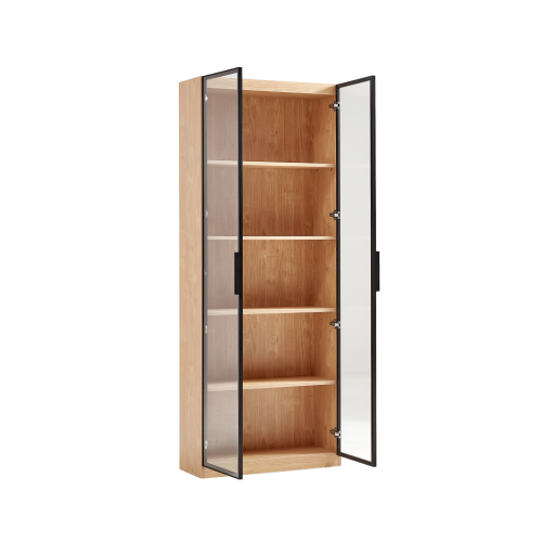 Linspire Prism 2 Plastic Door Bookcase, Natural & Black