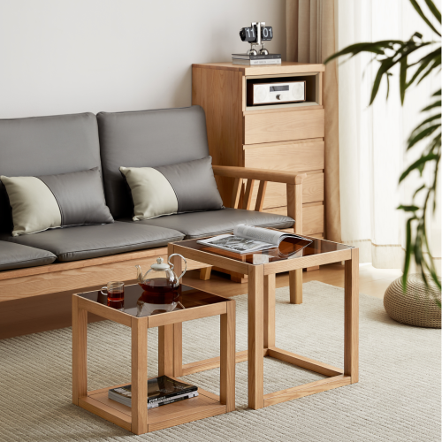 Linspire Elan Glass Top Solid Wood Coffee Table, Small