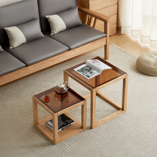 Linspire Elan Glass Top Solid Wood Coffee Table, Small