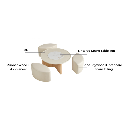 Linspire Glimmer Sintered Stone Table Top Coffee Table with 3 Stools