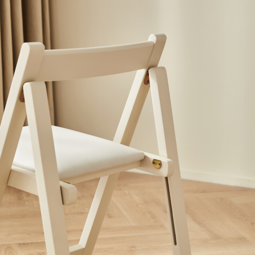 Linspire Yumi Solid Wood Foldable Dining Chair, Set of 2, Off-White