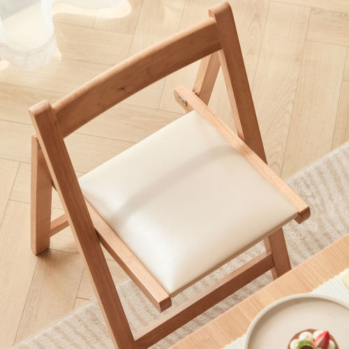 Linspire Yumi Solid Wood Foldable Dining Chair, Natural, Set of 2