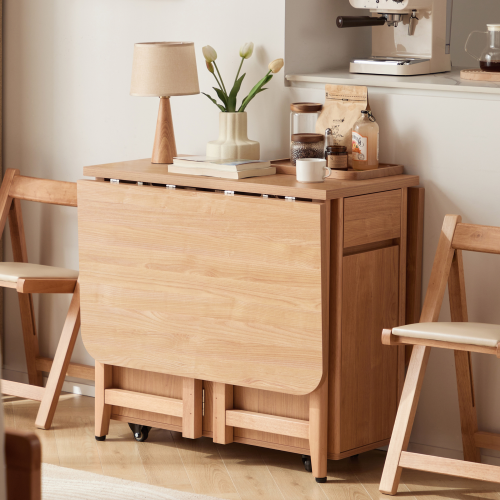 Linspire Yumi Foldable Dining Table with Castors, Natural