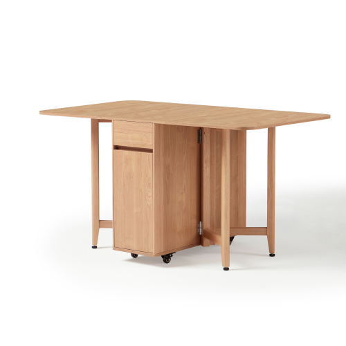 Linspire Yumi Foldable Dining Table with Castors, Natural