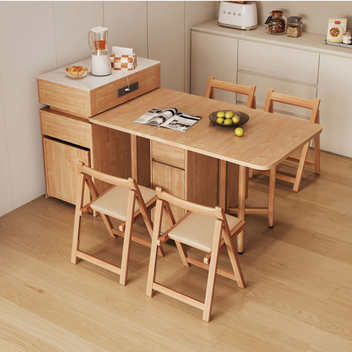 Linspire Yumi Foldable Dining Table & Kitchen islands Set, Natural