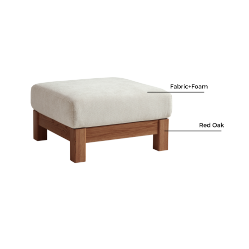 Linspire Mellow Solid Wood Ottoman, Walnut & White