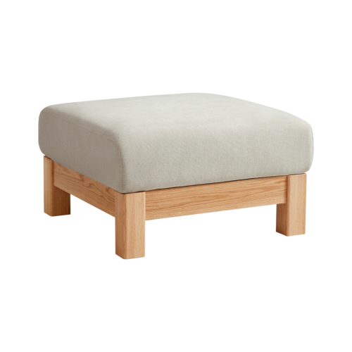 Linspire Mellow Solid Wood Ottoman, Natural & White