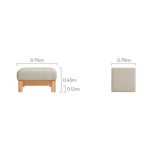 Linspire Mellow Solid Wood Ottoman, Natural & White