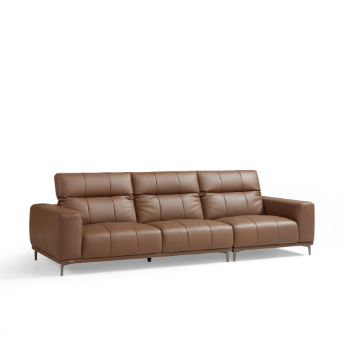 Linspire Crest Leather 4-Seater Sofa, Brown