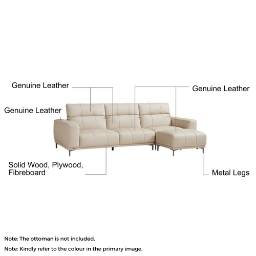 Linspire Crest Leather 4-Seater Sofa, Brown