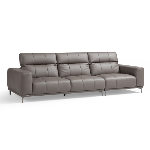 Linspire Crest Leather 4-Seater Sofa, Grey