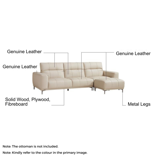 Linspire Crest Leather 4-Seater Sofa, Grey