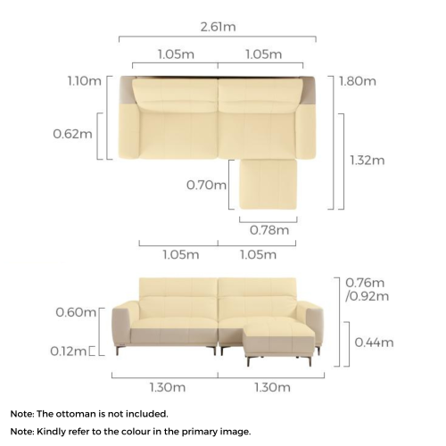 Linspire Crest Leather 3.5-Seater Sofa, Grey