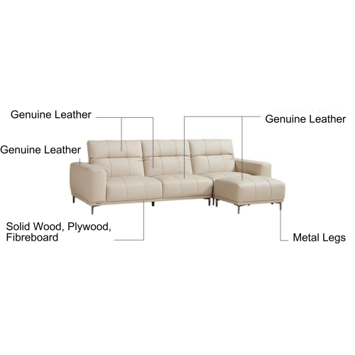 Linspire Crest Leather 3.5-Seater Sofa, Off-White