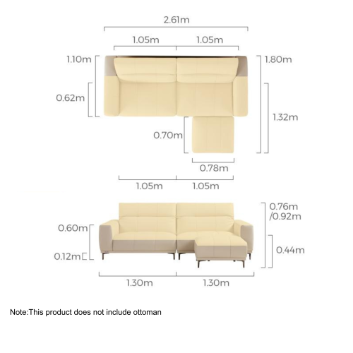 Linspire Crest Leather 3.5-Seater Sofa, Off-White