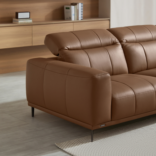 Linspire Crest Leather 3.5-Seater Sofa, Brown