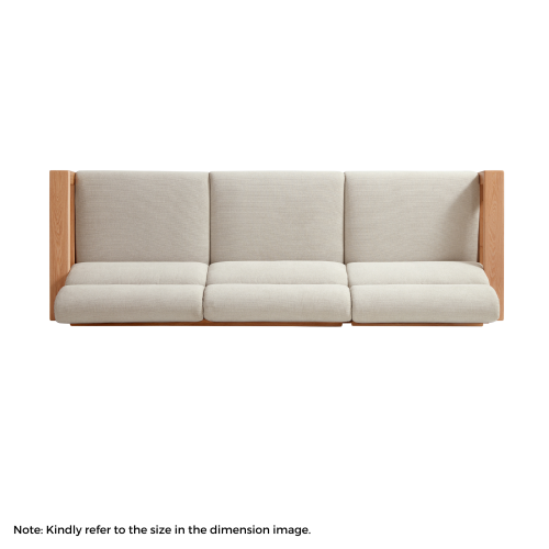 Linspire Mellow Solid Wood 3-Seater Sofa, Natural & White