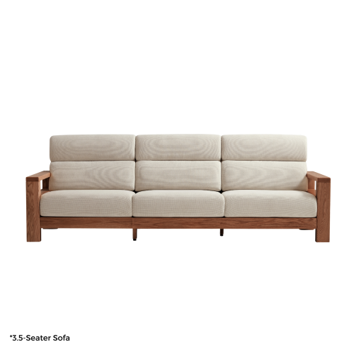 Linspire Mellow Solid Wood 3.5-Seater Sofa, Walnut & White