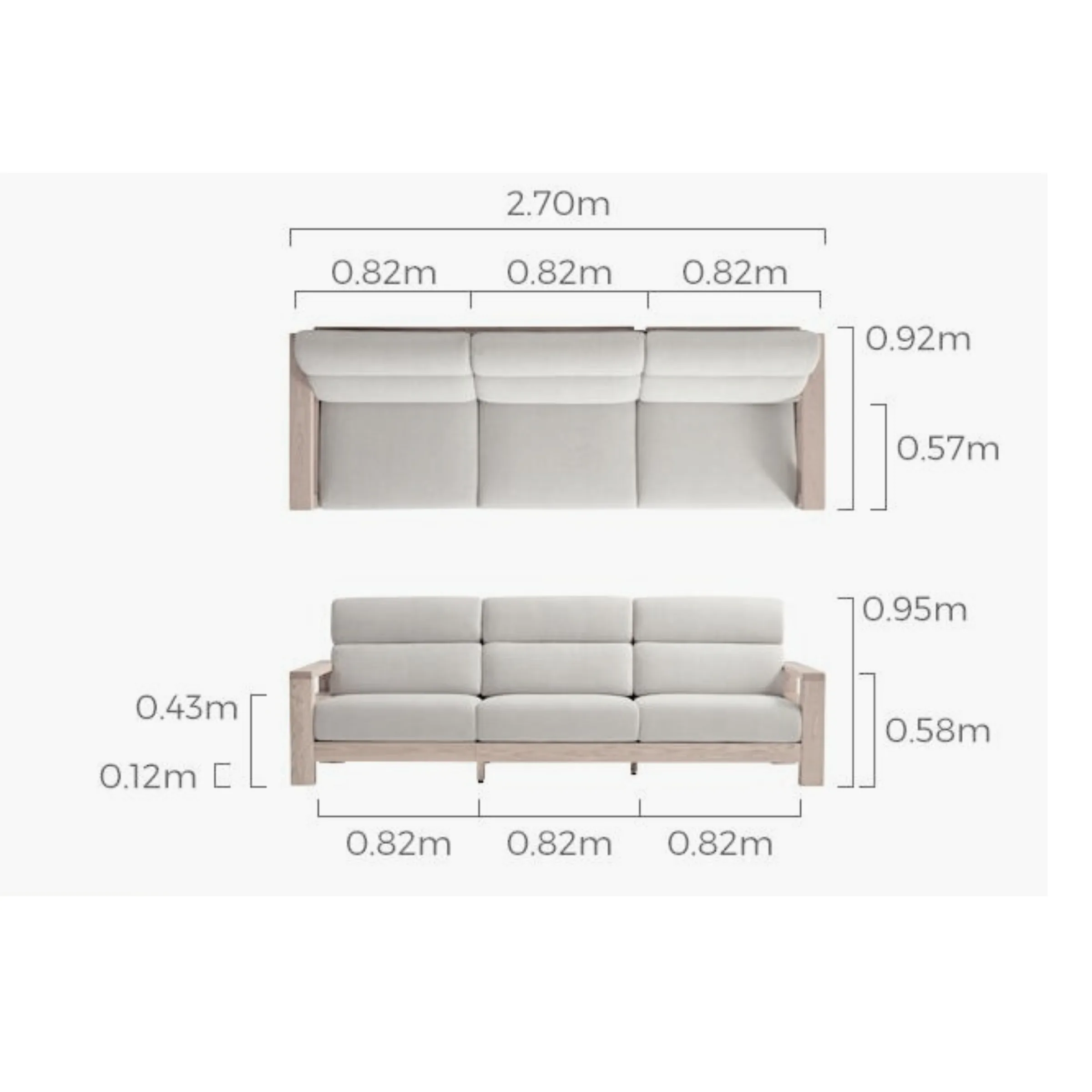 Linspire Mellow Solid Wood 3.5-Seater Sofa, Walnut & White
