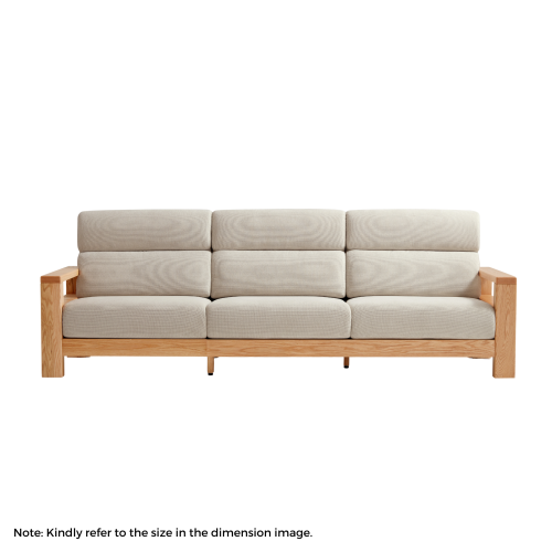 Linspire Mellow Solid Wood 3.5-Seater Sofa, Natural & White