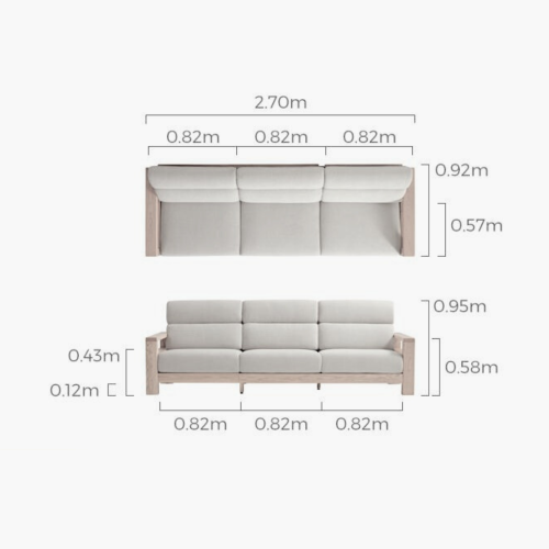 Linspire Mellow Solid Wood 3.5-Seater Sofa, Natural & White