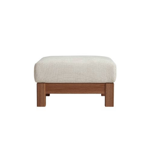 Linspire Mellow Solid Wood 4-Seater Sofa with Ottoman, Walnut & White