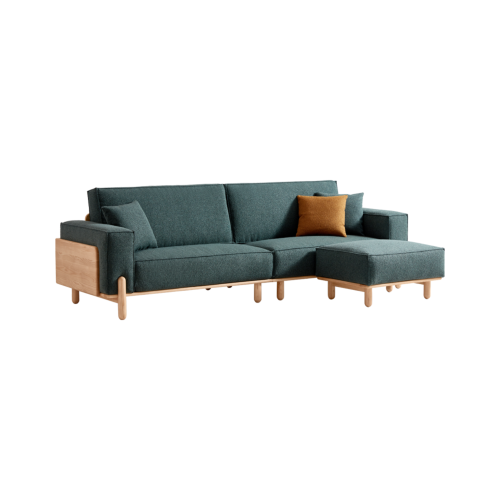 Linspire Verdant Solid Wood 4-Seater Sofa with Ottoman