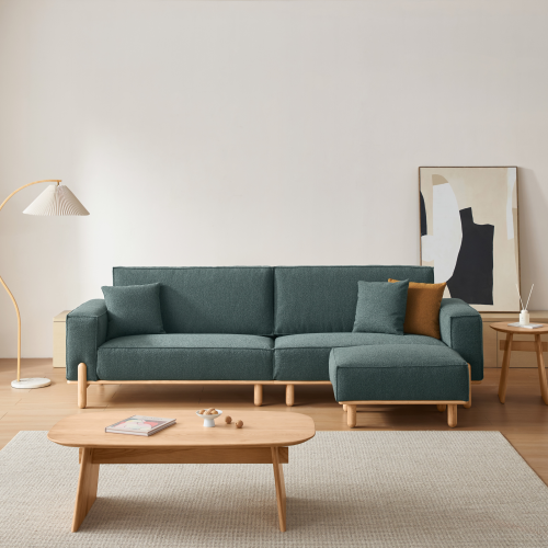 Linspire Verdant Solid Wood 4-Seater Sofa with Ottoman