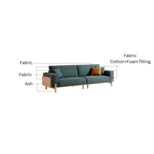 Linspire Verdant Solid Wood 4-Seater Sofa with Ottoman