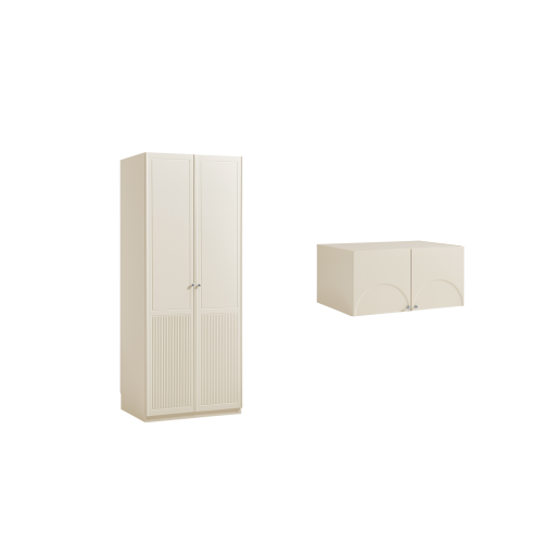 Linspire Ripple 2 Panel Door Wardrobe with Top Cabinet