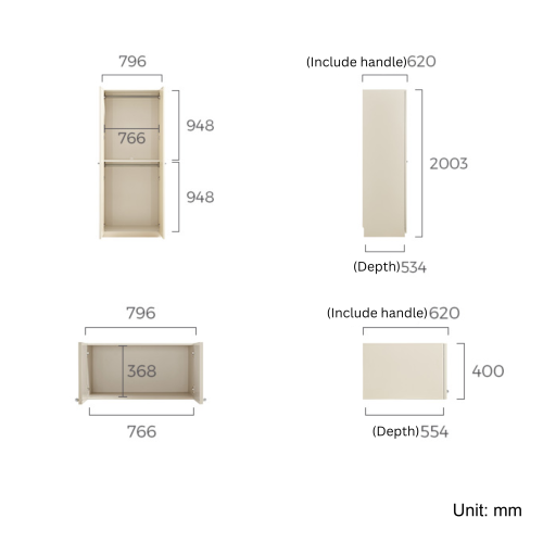 Linspire Ripple 2 Panel Door Wardrobe with Top Cabinet