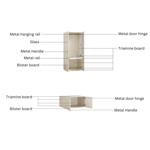 Linspire Ripple 2 Glass/Panel Door Wardrobe with Top Cabinet