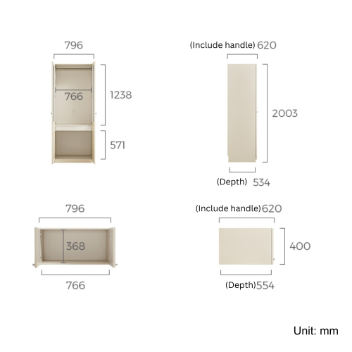 Linspire Ripple 2 Glass/Panel Door Wardrobe with Top Cabinet