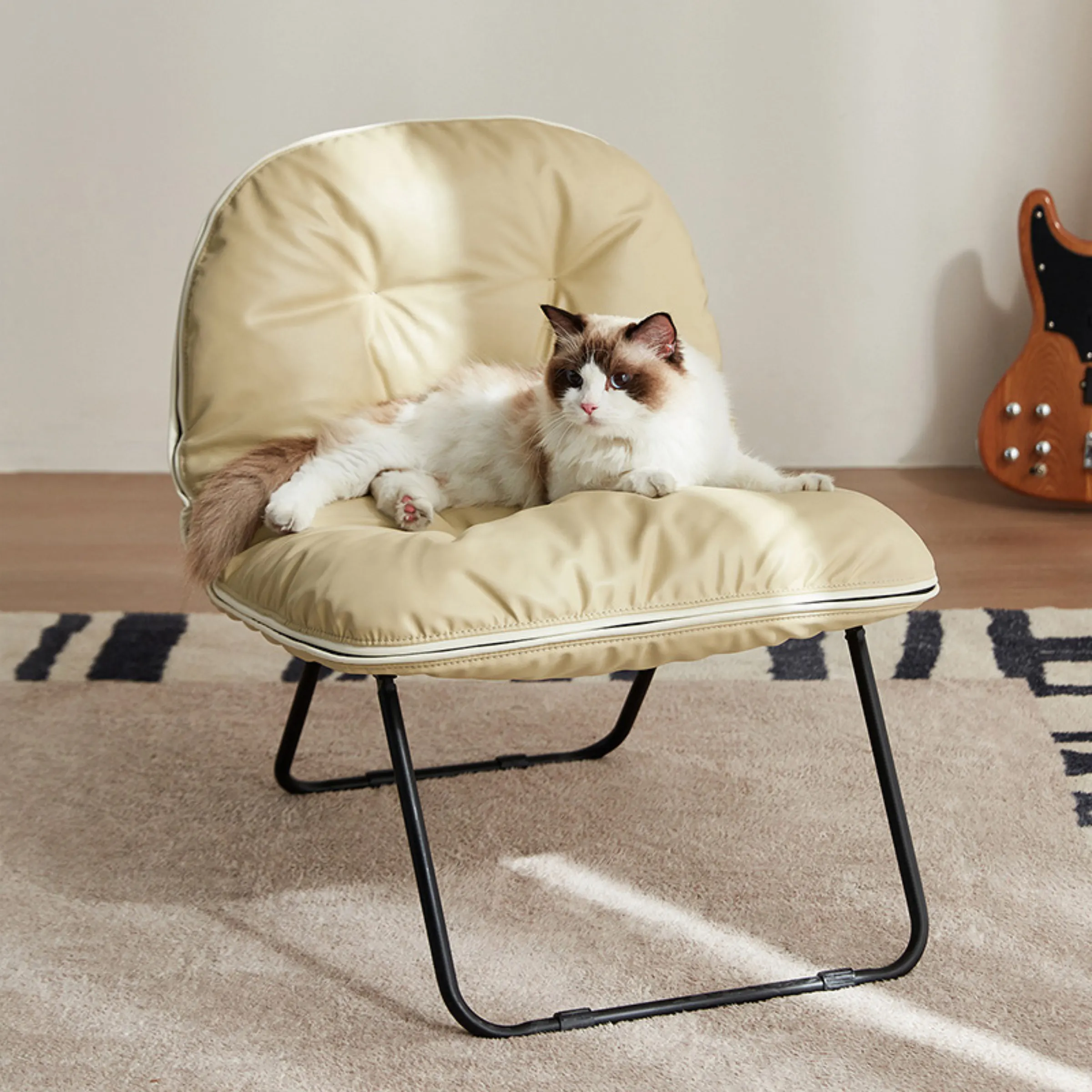 Linspire Mirage Leather Folding Chair, Beige