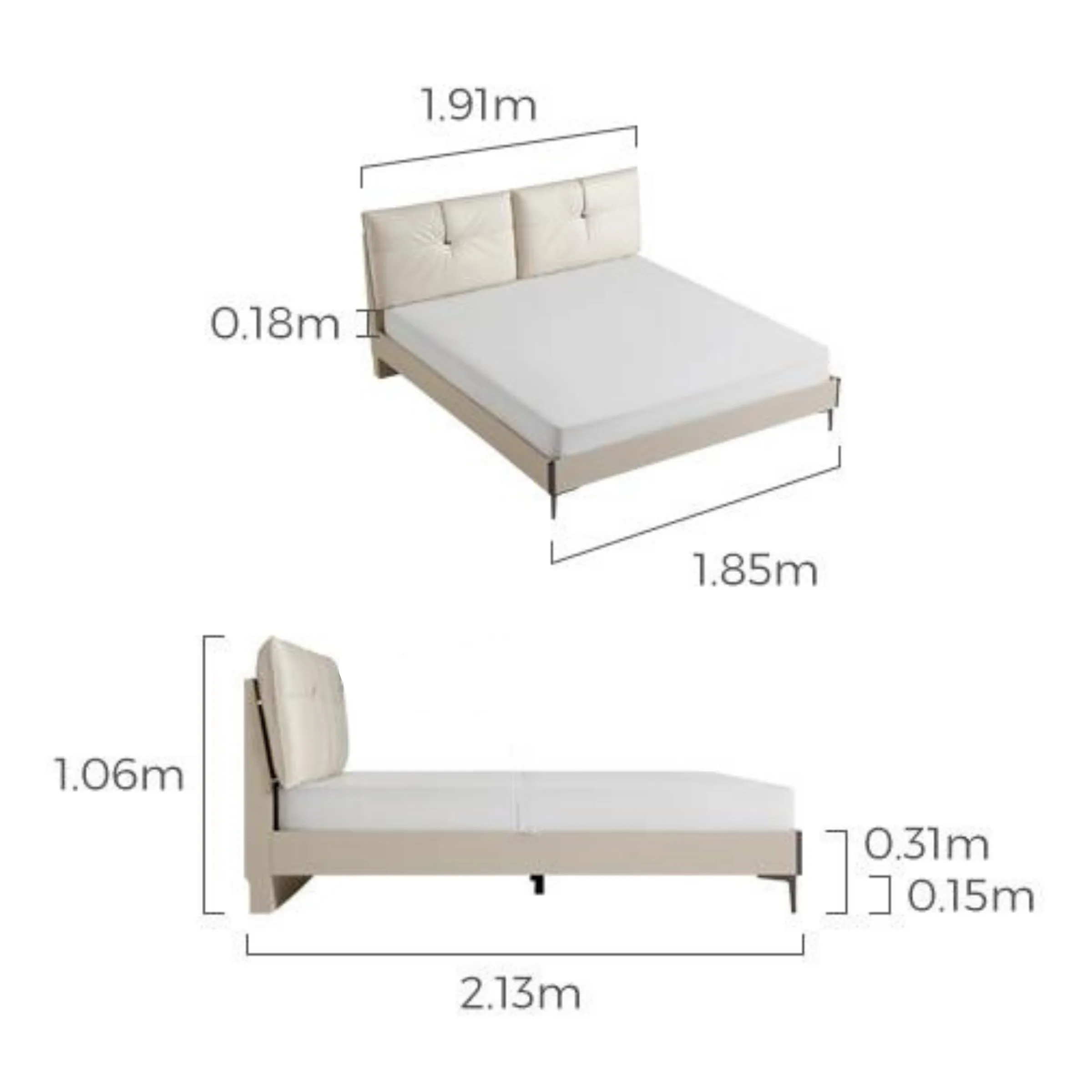 Linspire Vanko Leathaire Super King Bed Frame & Bedside Table Set