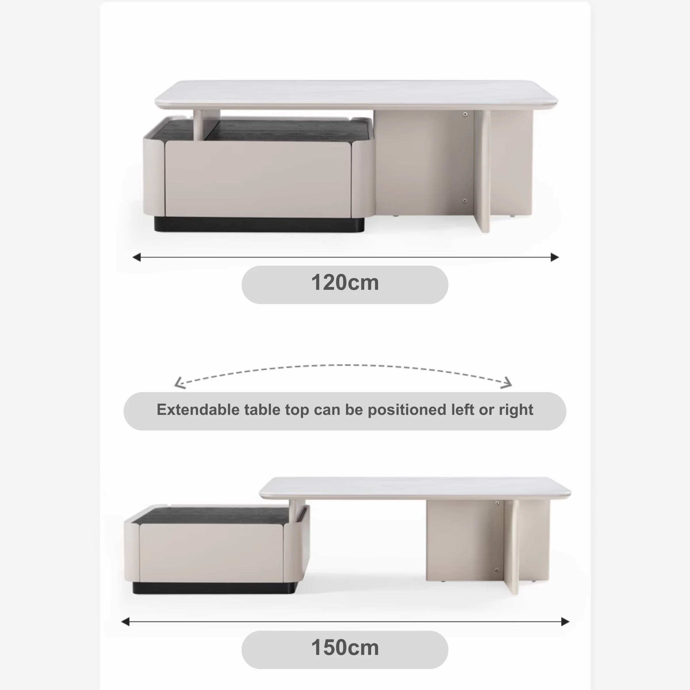 Linspire Hayden Extendable Glass-Ceramic Top Coffee Table