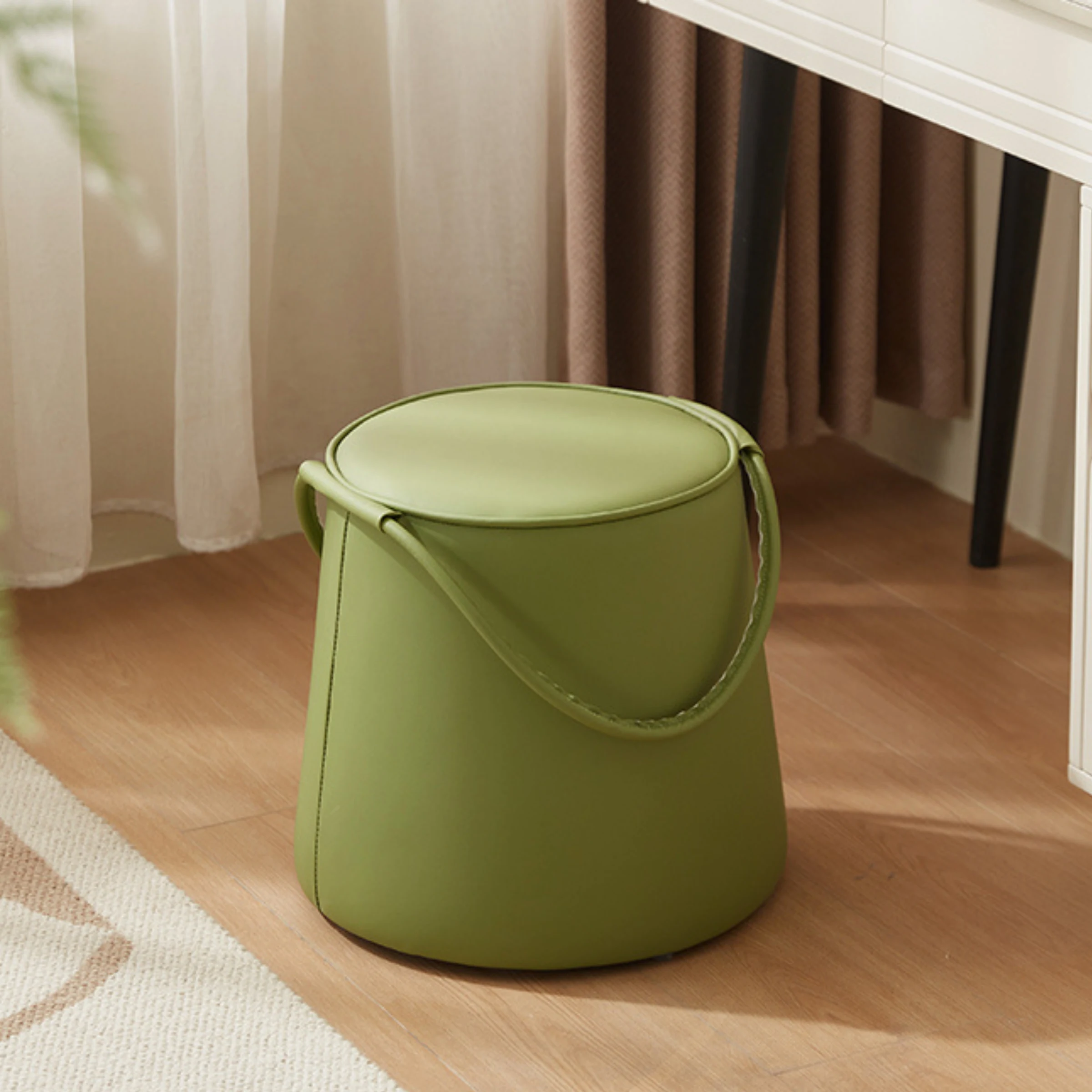 Linspire Kabos Leather Ottoman, Apple Green
