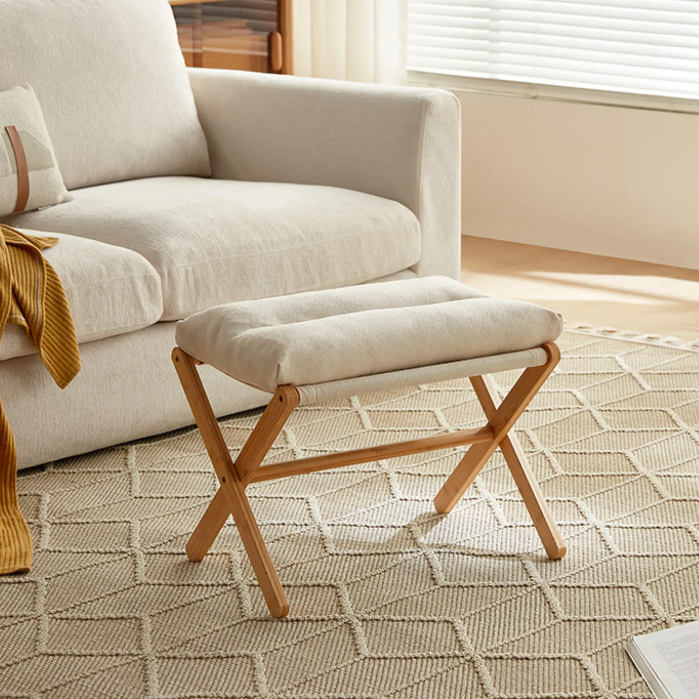 Linspire Dena Foldable Footstool, Ivory